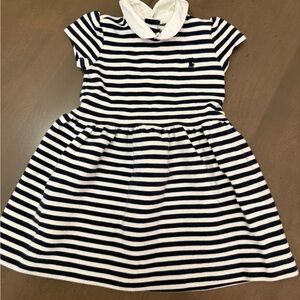 Ralph Lauren Black and White Striped Casual Kids Dress